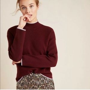 Anthropologie Lizzie Mock Neck Knit Red Lilac Sweater XS